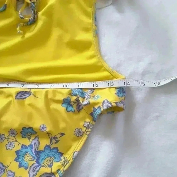 SAM EDELMAN Ruffle Front Swimsuit in Yellow Floral S - Picture 11 of 15